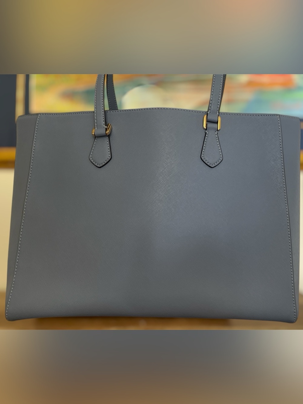 Tory Burch Saffiano leather tote blue tote handbag - Picture 2 of 9